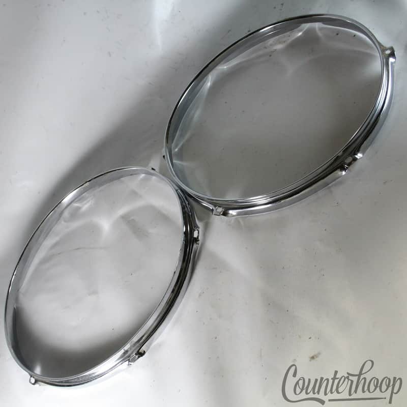 Ludwig 2x 13"Tom Drum Rims/Hoops Triple-Flange 6-Hole Chrome Classic Vintage 70s image 1