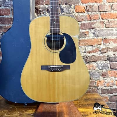 Univox U-3013 MIJ Dreadnought Acoustic Guitar w/ X2 Double Pickup, Wood Bridge Pins & OHSC (1970s - Natural)
