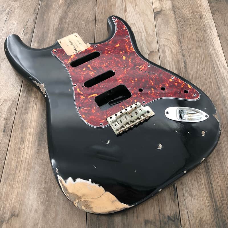 FRANCHIN Mercury guitar body Heavy Relic Aged Black 100% Nitro Lacquer HSS Light Weight Poplar Stratocaster-Strat-S-Style Made in Italy - Stock piece #22990626 image 1