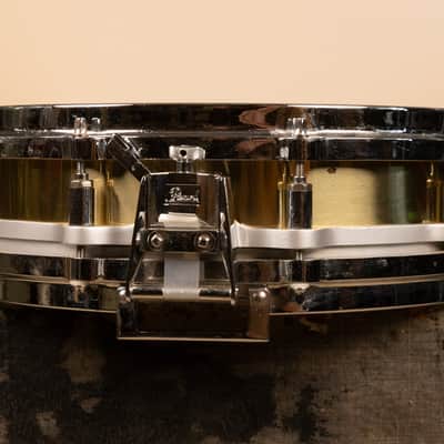 1980s Pearl 3.5x14 Brass Free Floating Snare Drum image 4