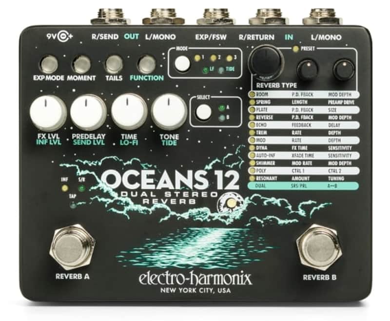 Electro Harmonix OCEANS 12 - Dual Stereo Reverb Effect Pedal image 1