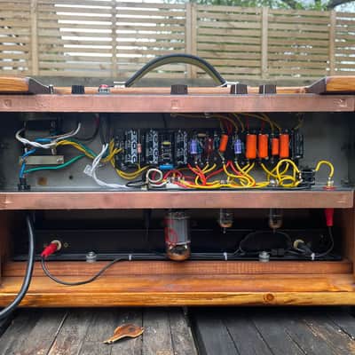 Handwired Unbranded Fender Style Reverb Unit Unknown - Stained Pine, With Hotcover Case and Fender Footswitch image 6
