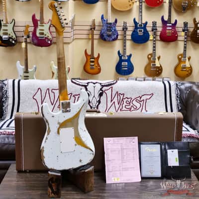 Fender Custom Shop Wild West White Lightning Stratocaster Floyd Rose HSH Rosewood Fingerboard 22 Frets Heavy Relic 2 Tone Sunburst 8.05 lbs image 10