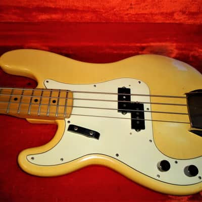 Vintage Early 1970's Oly White Fender Lefty Left Handed Precision 4 String Electric 'P' Bass in OHSC image 2