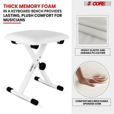 5 Core Keyboard Bench 2 Inch Padded Cushioned Piano Stool Height Adjustable 19" Guitar Seat Portable image 5