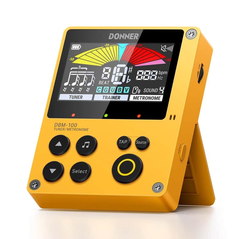 Donner 3 In 1 Digital Metronome Tuner Rechargeable For All Instruments | Yellow image 1