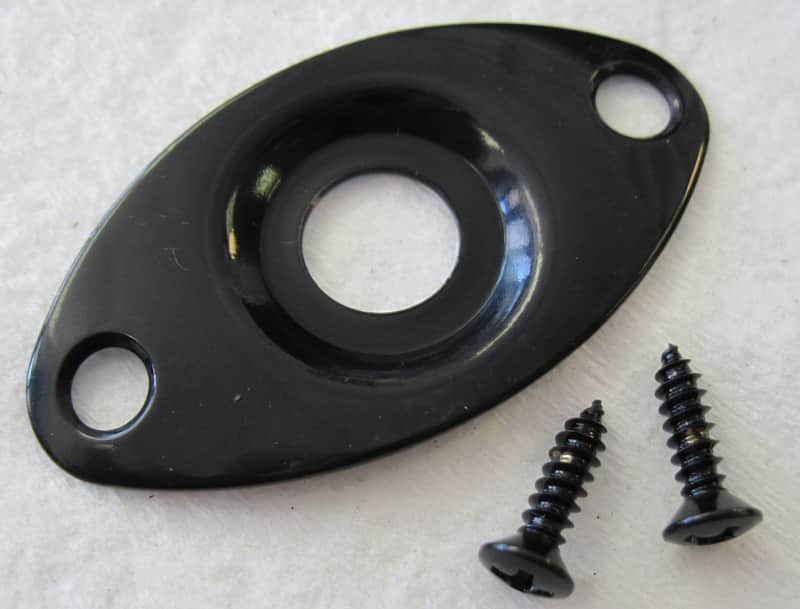 Fender Squier Jack Plate Black Recessed Football Shape 0062390000 image 1
