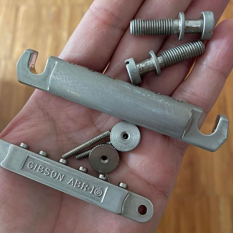 Aged Gibson ABR-1 bridge and tailpiece set, relic, historic collection, PBBR-059, PTTP-060 | 59 Parts image 1