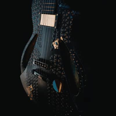 Boutique handmade Honfleur semi-hollow guitar with lacquered eggshell inlays image 2