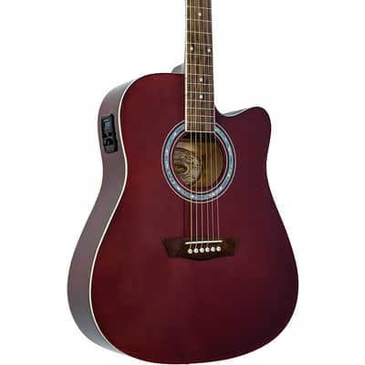 Washburn WA90CE Dreadnought Acoustic-Electric Guitar Regular Wine Red image 1