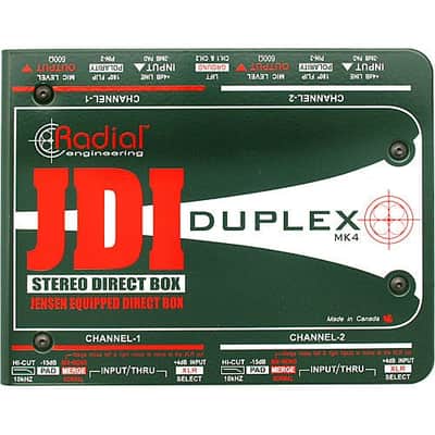 Radial Engineering JDI Duplex 2-Channel Passive Instrument Direct Box with 2x XLR Cables & 2x 1/4" Stereo Plug Cables image 5