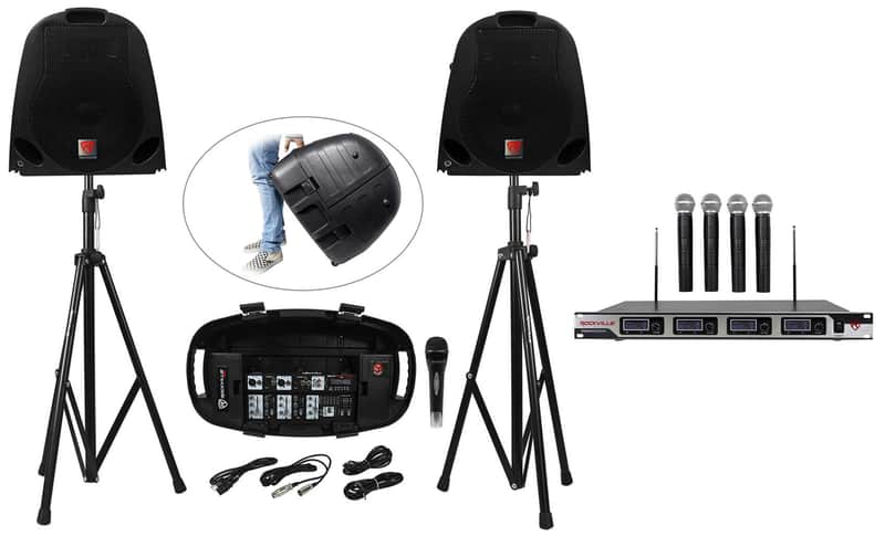 Rockville Portable YouTube Karaoke Machine/System w/ Mixer+Stands+(5) Mics image 1