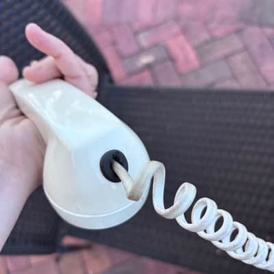 WHITE vintage TELEPHONE Microphone with 1/4" cable! MIC in MOUTHPIECE image 4