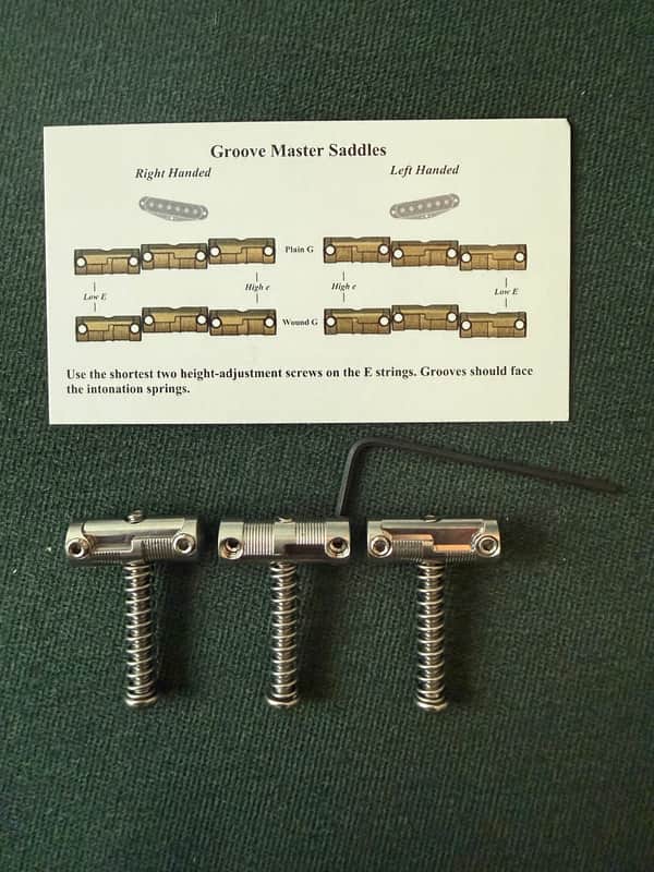 Music City Bridge Groove Master Telecaster Compensated Bridge Saddles stainless steel image 1