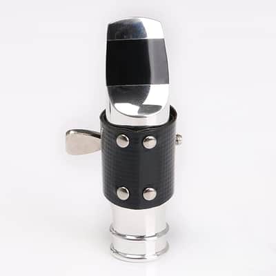 Silver Metal JAZZ Bb Soprano Saxophone 6# Mouthpiece with Leather Clip image 2