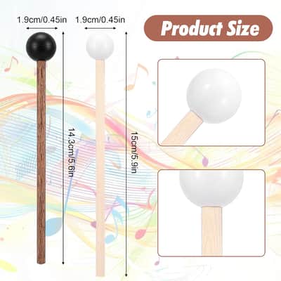 4 Pack Small Steel Tongue Drum Mallets, 5.9 Inch Rubber Drum Mallets Sticks for Xylophone Glockenspiel Musical Instruments Mallet Birch Wood Handle Silicone Head Percussion Sticks image 2