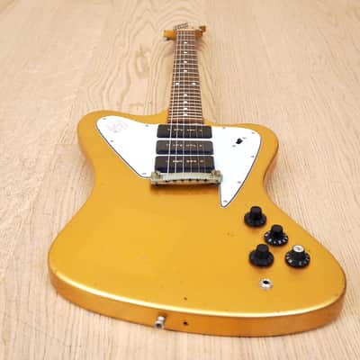 1980s Burny FB-85 F-Bird III Vintage Electric Guitar Gold Mist Poly P-90s, Japan image 11
