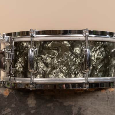 1950s Slingerland 5x14 Student Model Black Diamond Pearl Snare Drum image 3
