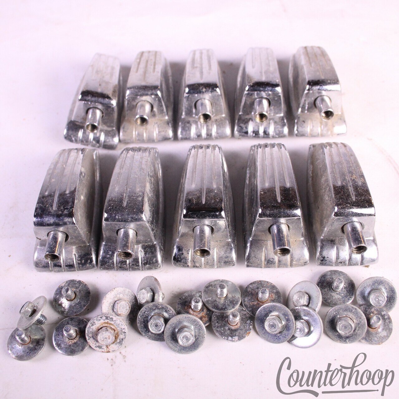 Ludwig 10x Bass/Floor Tom Drum Lugs Large Classic Chrome Tension Lug Vintage 60s — main photograph