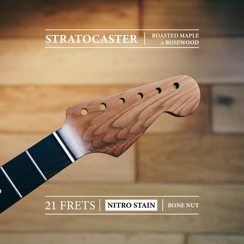 Stratocaster Neck – Roasted Maple & Rosewood | 21 Frets | Nitro Satin Finish | Bone Nut image 1