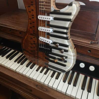 Old Upright Piano Key Resin Guitar image 2