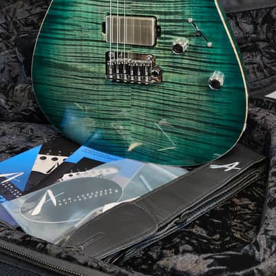 Tom Anderson Angel, Flame Maple Top, Ziricote FB, HC1/HC2+, Cajun Key Lime to Teal Burst, w/Bag image 3