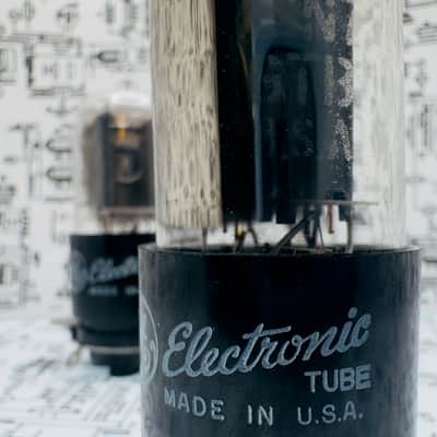 GE 6SN7GTB Matched Pair NOS Vacuum Tubes Grey Plate Side Getter Double Mica image 13