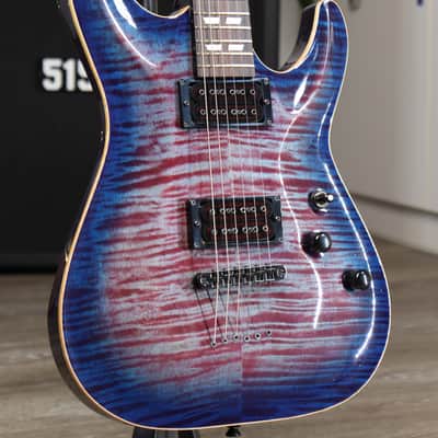 2015 Schecter USA Custom Shop Hollywood Classic Blue Crimson Flame Maple Top HH #15-10026 image 5