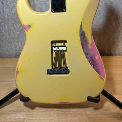 Custom Strat Relic Aged Pink Paisley Vintage White w/ Fender Bridge and Pickups image 9
