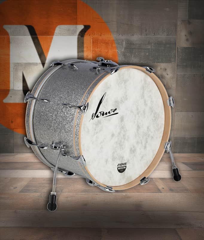 Sonor Vintage Series 22 In. x 14 In. Bass Drum - Vintage Silver Glitter (VT-2214-BDWM-VSG) | Musician Madness image 1