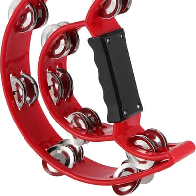 6 Pack Double Row Tambourine, Half Moon Handheld Tambourine, Metal Jingles Hand Held Percussion Plastic Musical Tambourine for Church, Party, Band, 6 Colors image 3