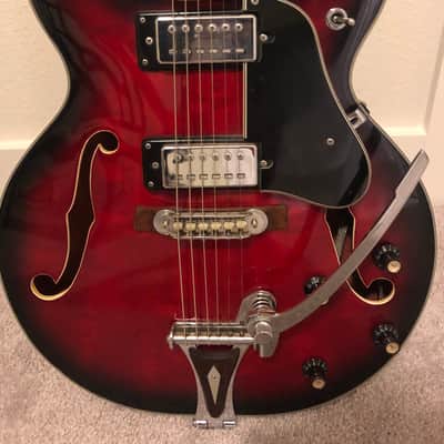 Univox Coily U1825 Hollow Body Guitar MIJ Made In Japan Vintage Redburst image 2