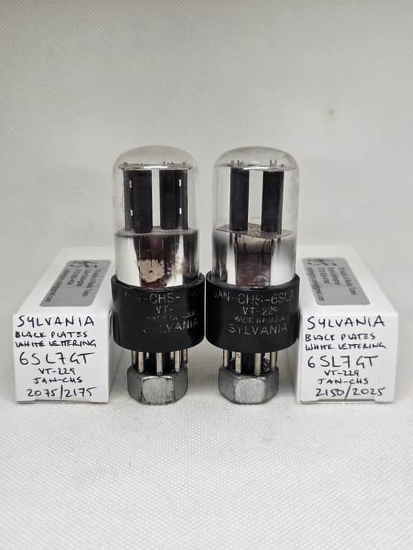 Sylvania JAN 6SL7GT / VT-229 Black Plates Well Matched (6.8%) Pair NOS 6SL7 VT229 2 Holes image 1