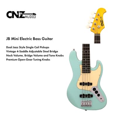 CNZ Audio JB Electric Bass Guitar - Maple Neck, Ivory Pickguard, White image 5