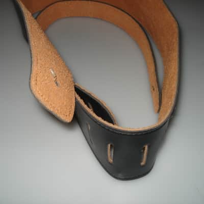 New Black Leather Guitar Strap image 3