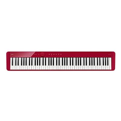 Casio Privia PX-S1100 Portable Digital Piano with 88 Weighted Keys, 18 Tones, Touch Sensor Controls, Sustain Pedal, Bluetooth, USB, AC Adapter, 16W Speaker System, Gloss Red Finish (PX-S1100RD)