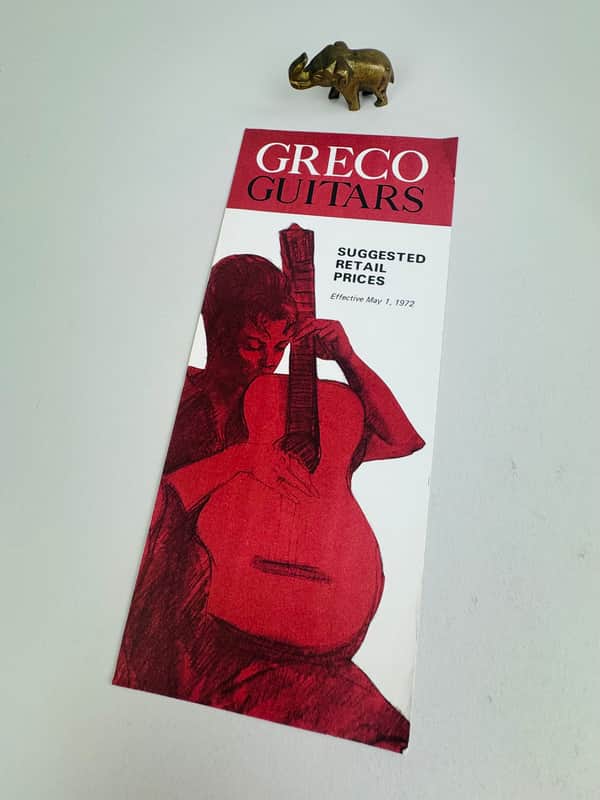 Greco Guitars Suggested Retail Price List 1972 imagen 1