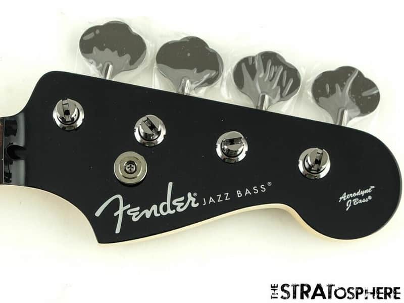 2022 Fender Aerodyne Jazz Bass NECK + TUNERS Guitar Modern Black Headstock image 1