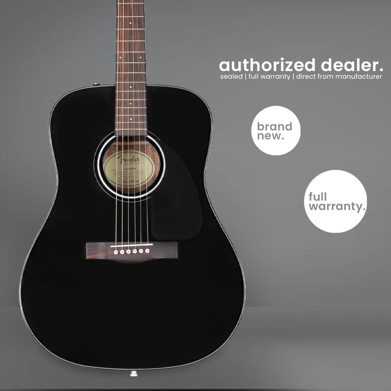 Fender CD60 - Dreadnought Acoustic Guitar - Black image 1