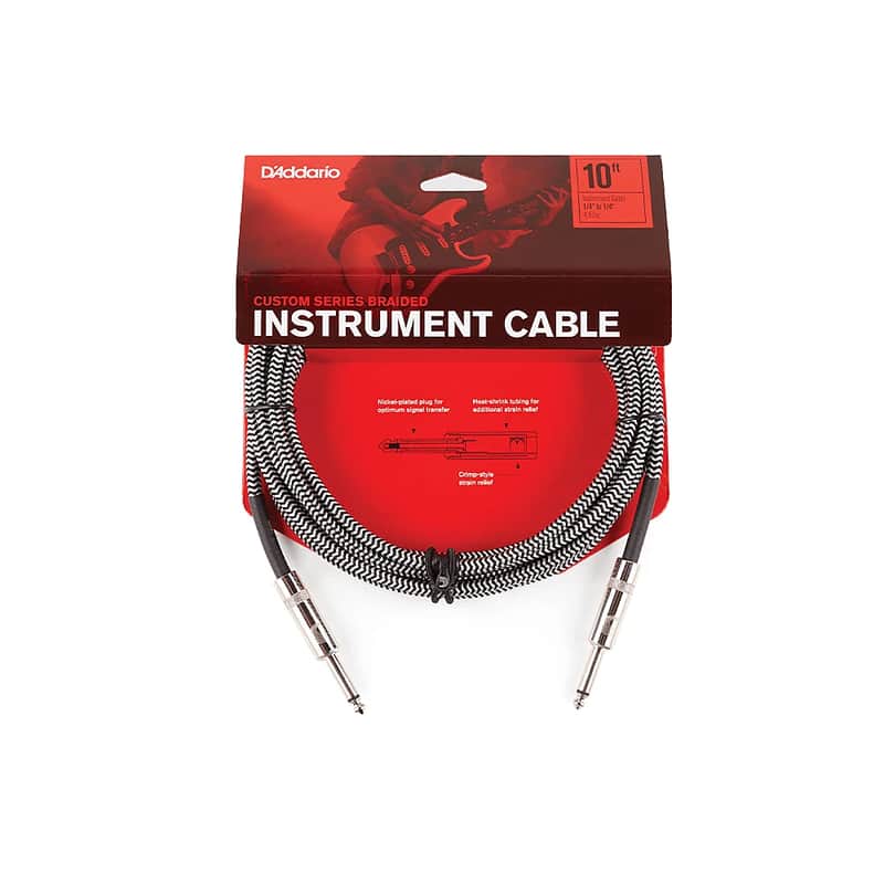 D'Addario	PW-BG-15 Planet Waves Braided 1/4" TS Straight Instrument Cable - 15' image 1