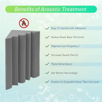 12 Pack Set 7" X 7" X 12" Acoustic Foam Bass Traps Corner Studio Foam with Adhesive Tape image 4