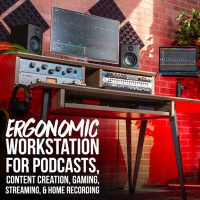 Gator Recording Studio Desk Table Workstation w/ 8U Rack - Maple image 10