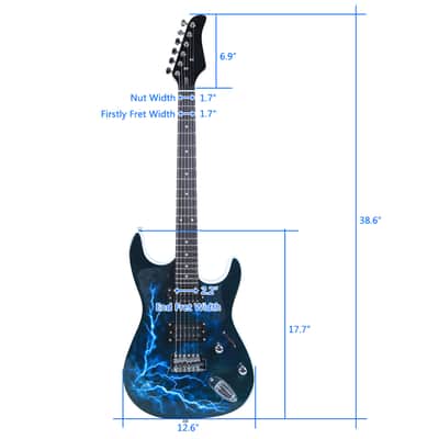 Lightning Style Electric Guitar with Power Cord/Strap/Bag/Plectrums Black & White image 12