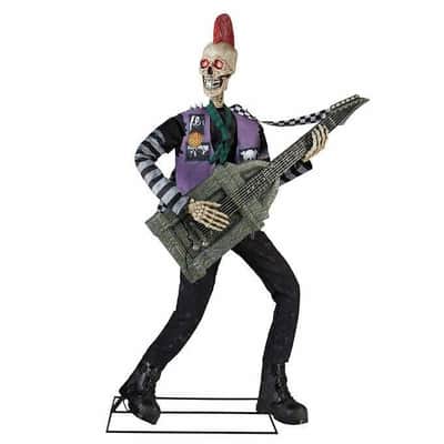 Skeleton Punk Metal Rocker 6 ft Animatronic Guitar Rock N Roll Halloween Prop Mohawk image 4