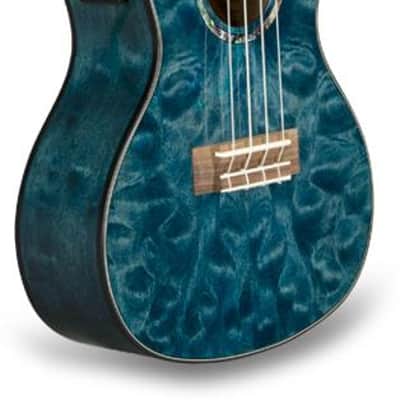 Lanikai QM-BLCEC Acoustic/Electric Concert Ukulele with Soft Case (Quilted Blue Stain) image 3