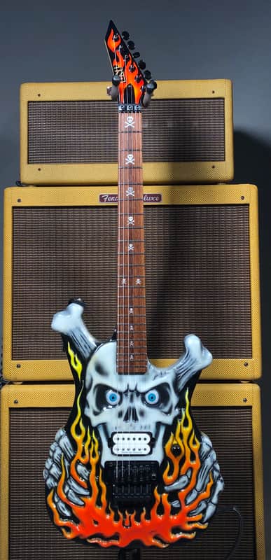 ESP George Lynch Carved Flame Skull and Bones 1993 #28 of 50 image 1