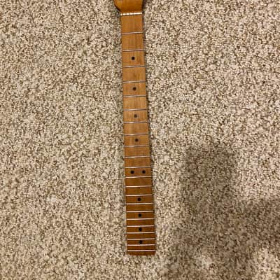 Warmoth Roasted Maple Strat Neck Stainless Frets 2018 Roasted Maple Unfinished image 1