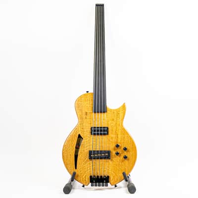 2017 Chris Larkin ASAP DB5 5-String Fretless Headless Bass Guitar w/ 330 Year Old Figured Irish Oak Top, Alumitone Humbucker, RMC Bass Excellence Piezo System, 32” Scale image 2
