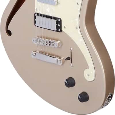 D'Angelico Deluxe Bedford SH Semi-hollowbody Electric Guitar - Desert Gold image 5