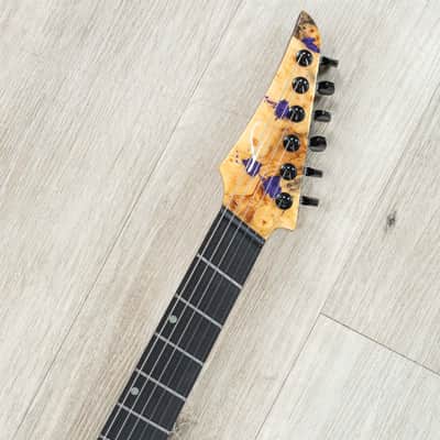 Legator Ninja X6F Multi-Scale Guitar, California Buckeye Burl, Fishman Fluence Pickups, Royal Purple image 8